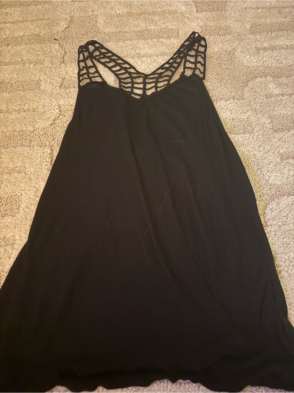 Women's Black Sleeveless Tank Top with Lattice Back